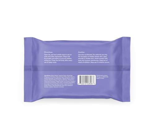 ASUTRA Yoga Mat Cleaning Wipes (Lovely Lavender), 1 Pouch (30 Wipes) - No Slippery Residue, Deep-Cleansing for Fitness Gea...
