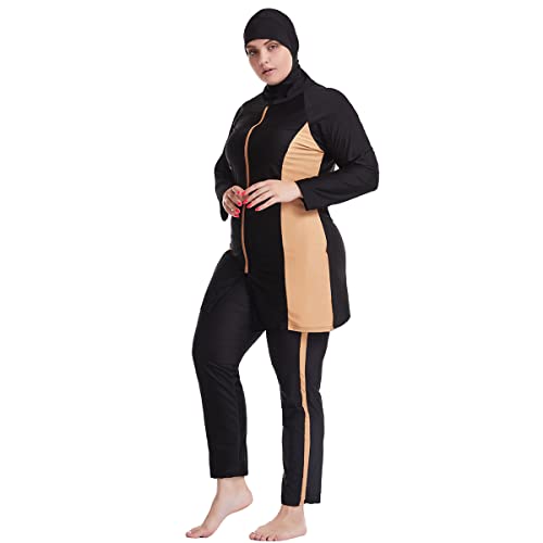 Plus Size Muslim Swimsuits for Women Modest Islamic Swimwear Burkini Full Cover Hijab Top Pants 3PCS Fat Bathing Suits