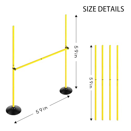 Voodans Adjustable Height Agility Hurdle Set Multi-Function Soccer Trainning Pole Set Coaching Sticks with Rubber Base