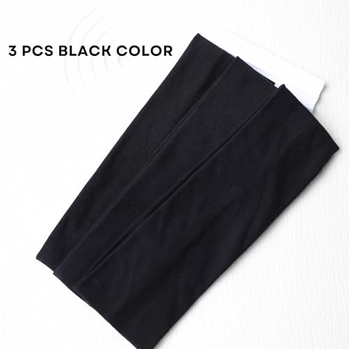 RJMBMUP Headbands for Women 3 PCS Cotton Non Slip Hair Bands Sweat Thick Headband Hair Accessories