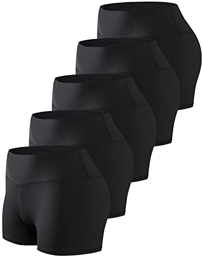 TELALEO 5 Pack 3"/5" Womens Volleyball Shorts Spandex Compression Shorts Workout Performance High Waist Yoga Biker Shorts