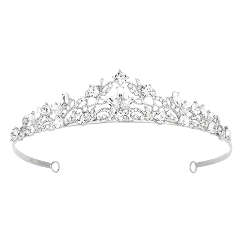 Amariver Silver Wedding Crown Crystal Small Tiara for Women Queen Crowns Princess Headband Rhinestones Tiaras for Bride Sp...