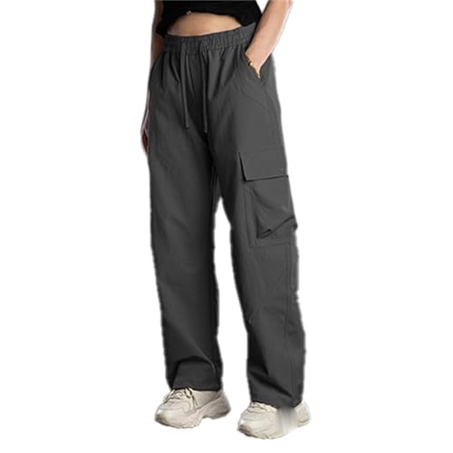 Wide Leg Cargo Pants for Men High Elastic Waist Casual Comfortable Pants Drawstring Lightweight Cotton Trousers with Pockets