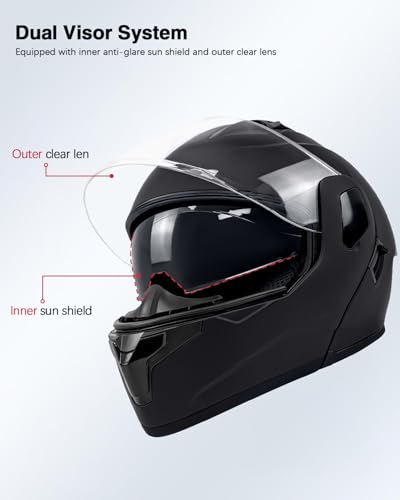 TTMiku Motorcycle Helmet, Youth Adult Full Face Flip Up Modular Dirt Bike ATV Motorbike Street Race Helmet Casco para Mot...