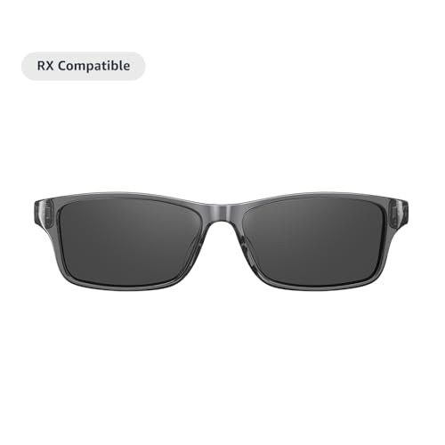 Amazon Echo Frames (newest model), Smart glasses, Designed for Alexa+, Modern Rectangle frames in Charcoal Gray with polar...