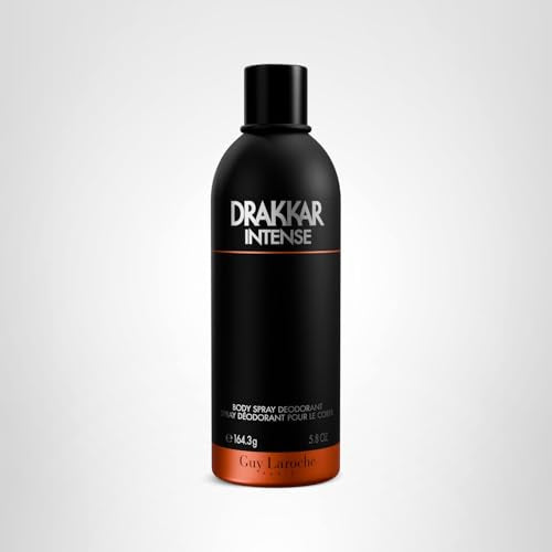 Guy Laroche Drakkar Intense, Seductive & irresistible Body Spray, Ambery fougere fragrance, Long Lasting Mens Cologne, Body Spray for Men 5.8 Fl.Oz