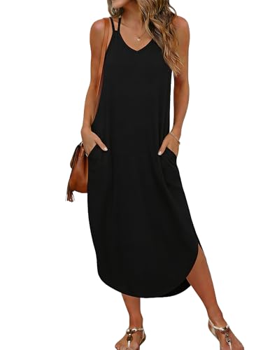 Ekouaer Women's Swimsuit Beach Cover Up Dress Spaghetti Strap V Neck Swimwear A Line 2026 Bathing Suit Coverups with Pockets