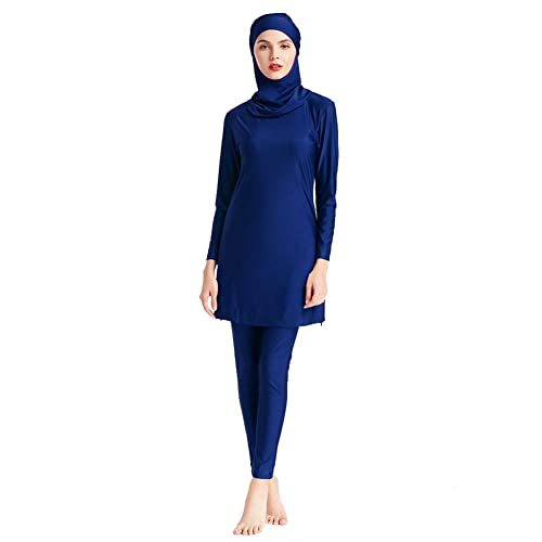 ODIZLI Women Modest Muslim Swimsuit Full Coverage Swimwear Islamic Hijab Swimming Burkini Swim Suit Solid Color