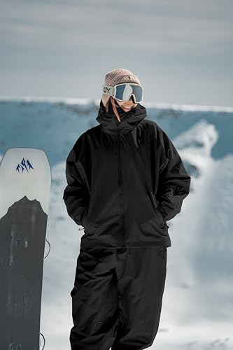 GSOU SNOW Mens Ski Jacket Baggy Snowboard Jacket Womens Insulated Snow Jacket Waterproof Windproof Loose Ski Coat for Skiing