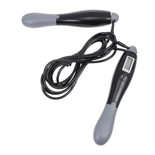 Beavorty Smart Jump Rope with Digital Counter, Steel Wire Fitness Skipping Rope for Adults, Black-grey Long Cord for Outdo...