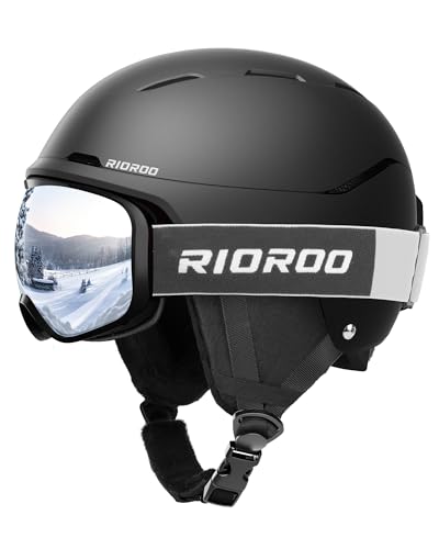 RIOROO Ski Helmet and Goggles Set, Snowboard Helmet Goggles for Men Women & Youth, Shockproof Snow Helmet Anti Fog OTG Sno...