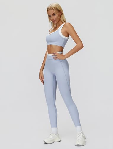 ABOCIW Two Piece Workout Sets for Women Layer Sports Bra Tummy Control High Wait Leggings Gym Yoga Outfits
