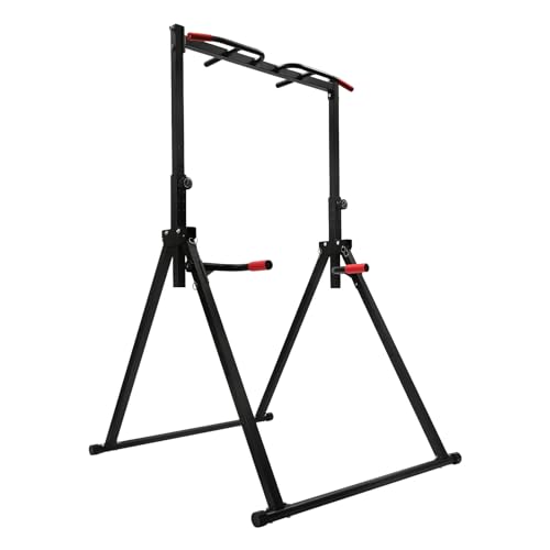Pull Up Station, Triangular Power Tower Foldable Pull Up Bar Station, Height Adjustable Multi-Function Tower Workout Dip S...