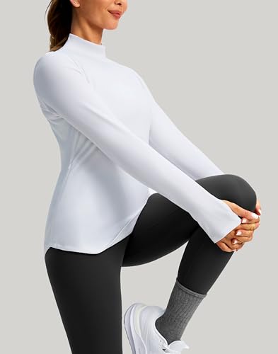 G Gradual Thermal Shirts for Women Long Sleeve Mock Neck Fleece Tops Running Workout Cold Weather Gear with Zip Pocket