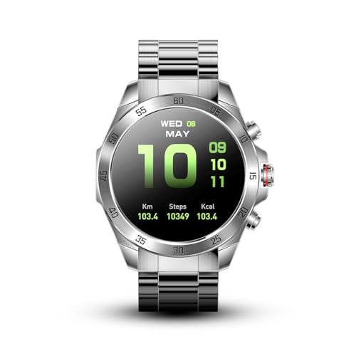 ALPHAGEAR Silver Commander Smartwatch for iPhone & Android, Rugged Smart Watch (Answer/Make Call), Wellness Tracker with ...