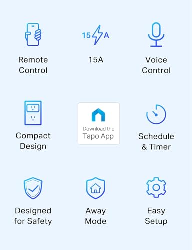 TP-Link Tapo Smart Plug Mini 15A, Smart Home Wi-Fi Plug, Super Easy Setup, Compatible with Alexa & Google Home, No Hub Req...