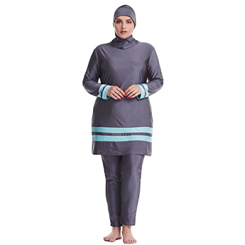Plus Size Muslim Swimsuits for Women Modest Islamic Swimwear Burkini Full Cover Hijab Top Pants 3PCS Fat Bathing Suits