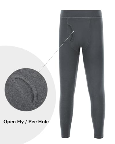 Runhit Boys Thermal Underwear Set Youth Kids Long Johns Boy Base Layer Soft Thermal Pants Fleece Lined Long Sleeve Shirt