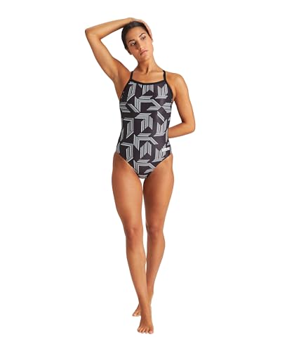 ARENA Performance Girls' Puzzled Team Print Light Drop Back Youth Bathing Swimsuit