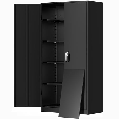 Greenvelly Metal Garage Storage Cabinet, 72” Lockable Storage Cabinet with Adjustable Shelves, Steel Tool Organizer for Ho...