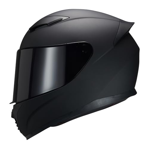 JQF Gear Full Face Helmet Black Motorcycle Motorbike Street Bike Racing Helmets for Adults WS-607 DOT Approved (with Black...