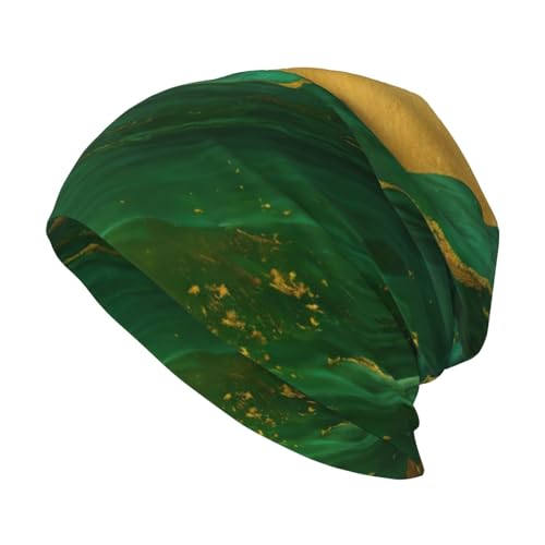sackhg Black and Gold Geometric Print Winter Beanie Hat Men Women Soft Lightweight Thermal Cap for Outdoor Skiing Wear