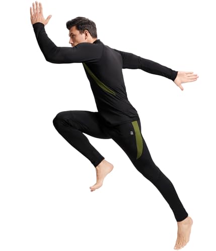 romision 2 Pack Thermal Underwear for Men Long Johns Fleece Lined Hunting Gear Bottom Top Set Base Layer Cold Weather XS-4XL