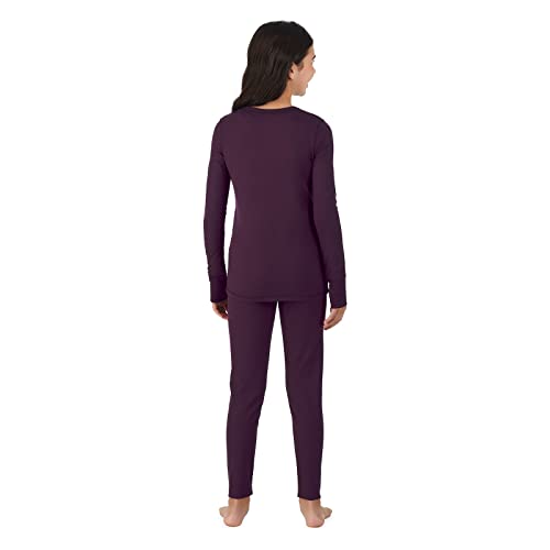 Cuddl Duds Girls Cold Weather Fleece-Lined Thermal Underwear 2-Piece Set - Kids Long Sleeve Top and Leggings Long Johns