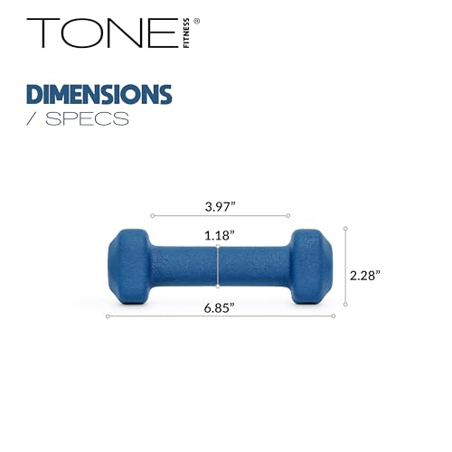 Tone Fitness Neoprene Dumbbell Weight Pairs with Anti-Roll Square Head | Multiple Options