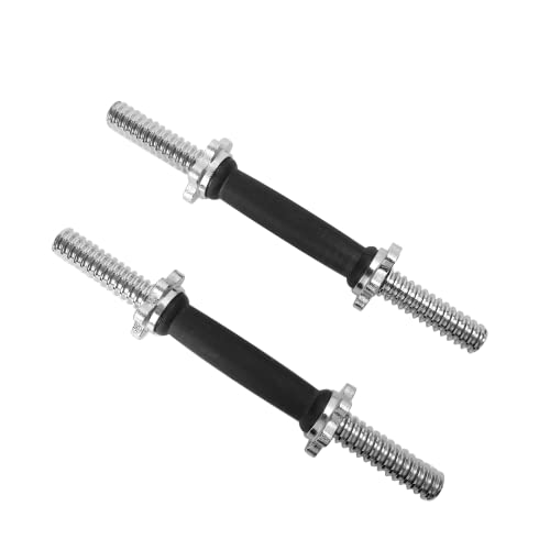 Threaded Dumbbell Rubber/Chrome Handles 1 Inch Pair, Adjustable Dumbbell Bar Handles, Fits Standard Weight Plates with 1” ...