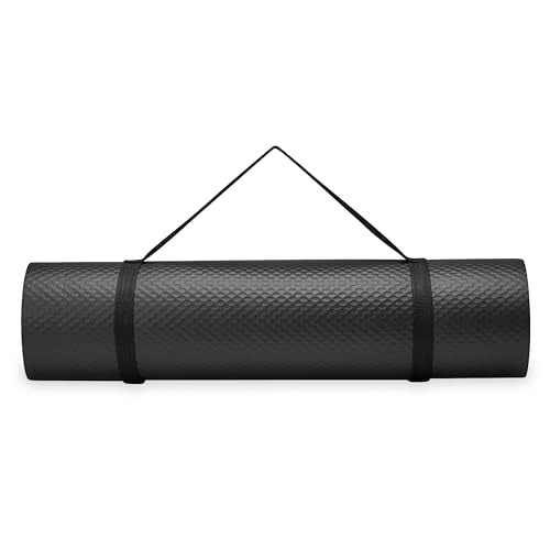 Champion 10mm Exercise Mat, Black, Cushioned Non-Slip Workout Mat with Textured Base for Yoga, Pilates, Stretching & Floo...