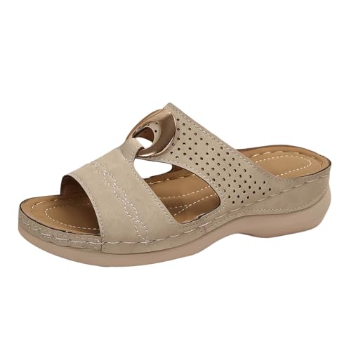 JEUROT Walking Sandals for Women Open Toe Slip On Wedge Slides Arch Support Orthopedic Sandal Memory Foam Platform Shoes