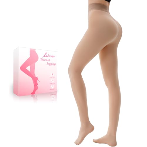 HONGTEYA Fleece Lined Tights Women Winter Thermal Leggings Pantyhose Fake Translucent Thick Warm Sheer Tights