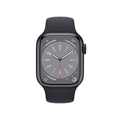 Apple Watch Series 8 [GPS 41mm] Smart Watch w/Midnight Aluminum Case with Midnight Sport Band - S/M. Fitness Tracker, Bloo...