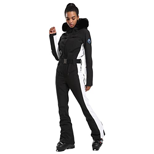 GSOU SNOW Womens Ski Suit One Piece Snowsuit Snowboard Slim Insulated Jumpsuit Jacket Waterproof Windproof for Outdoor Sports