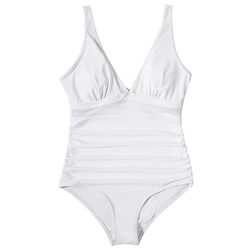 SUUKSESS Women Sexy Mesh Tummy Control Swimsuit Push Up High Waisted Bathing Suit
