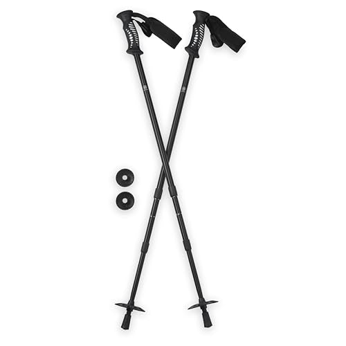 Gaiam Trekking Poles (Pair, Black), Lightweight 7075 Aluminum Hiking Support Walking Stick, Comfort-Grip Handles, All-Terr...