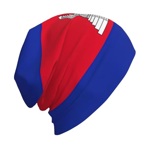 sackhg Cambodia Flag Print Winter Beanie Hat Men Women Soft Lightweight Thermal Cap for Outdoor Skiing Wear Black