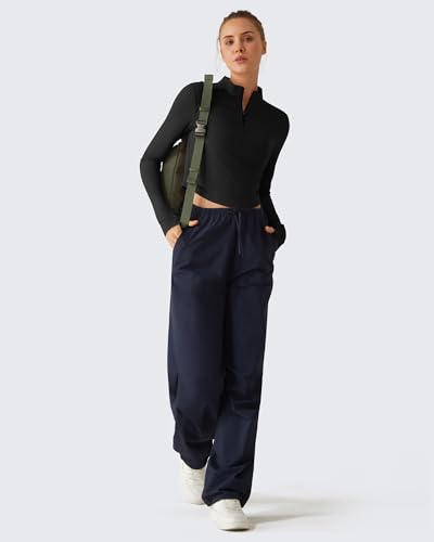 G4Free Lightbreeze Women's UPF 50+ Sun Shirts Long Sleeve Crop Workout Tops Thumbholes Mock Neck Quater Zip Tees Running