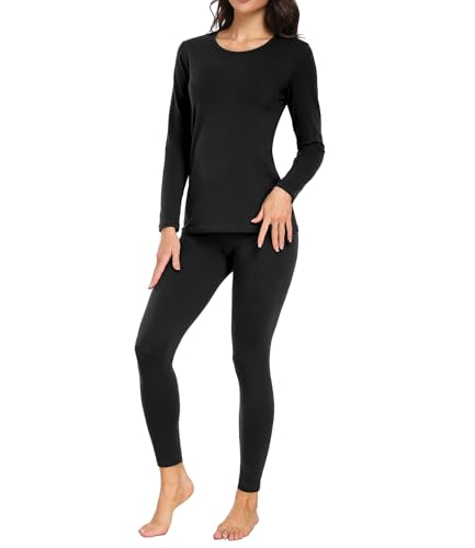 wirarpa Women's Cotton Thermal Underwear Set Lightweight Long Johns Base Layer Pajama Set for Women Top Bottom
