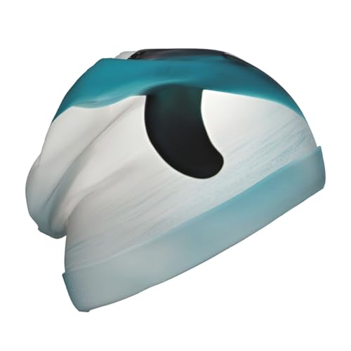 Funny Dolphin Looking at You Print Beanie Hat Soft Thermal Cap Winter Headwear for Cold Indoor Outdoor Activities Black
