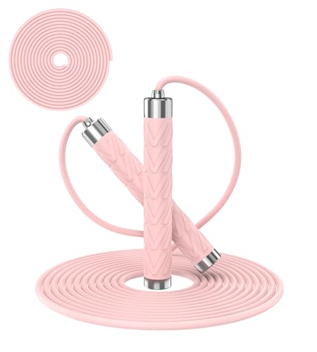 Jump Rope for Fitness, AUMCDIK Speed Skipping Rope for Women Men, Adjustable Jumping Rope with Alloy & Silicone Handle for...