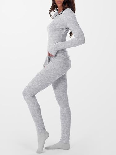 ANRABESS Thermal Underwear for Women Long Johns Fleece Lined Base Layer Pajama Set Cold Weather Top Bottom Winter Clothing