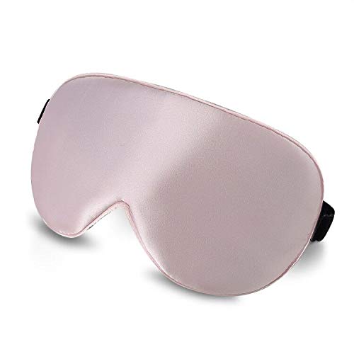 Alaska Bear Natural Silk Sleep Eye Mask Pink, Back Black for Blackout
