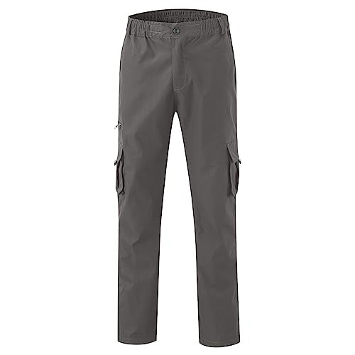 Plus Size Cargo Pants Men Elastic Waisted Casual Trendy Cotton Pants Lightweight Comfort Straight Leg Outdoor Hiking Trousers