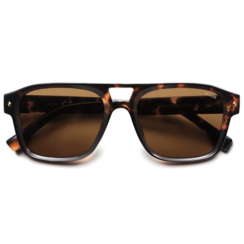 SOJOS Retro Square Polarized Aviator Sunglasses Womens Mens, Trendy Aviators Shades SJ2604