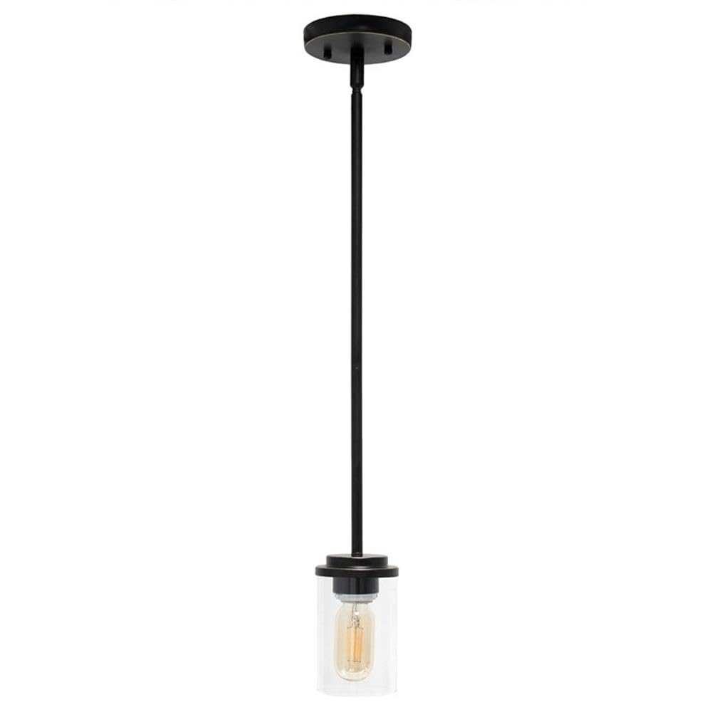 Lalia Home 1-Light Glass Pendant Fixture, 5.75in Adjustable, Restoration Bronze, Iron, Model 1270-LHP-3011-RZ