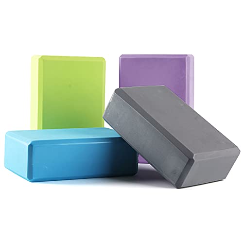 4 Pcs Yoga Blocks High Density EVA Yoga Brick Foam Blocks to Improve Strength, Flexibility and Balance, Non-Slip Surface f...