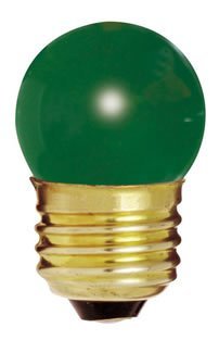 Bulbrite 7.5 Watt S11 Green Light Bulb, 130 Volt, Medium Base, Long Life, Model 7.5S11G