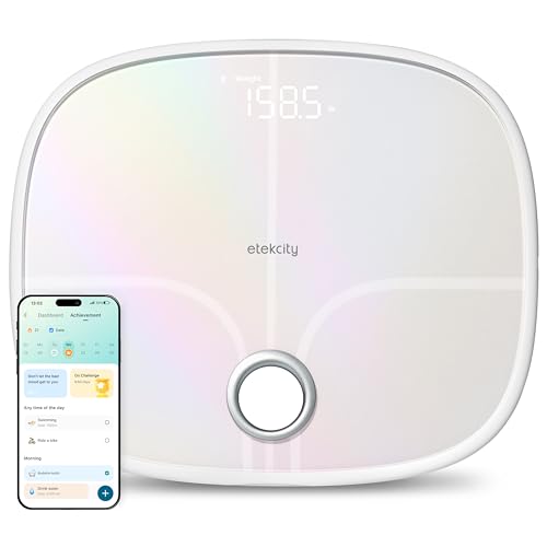 Etekcity Smart Rechargeable Scale for Body Weight, BMI, Fat, Muscle Mass, Digital Bathroom Scale with 13 Metrics, Secret M...
